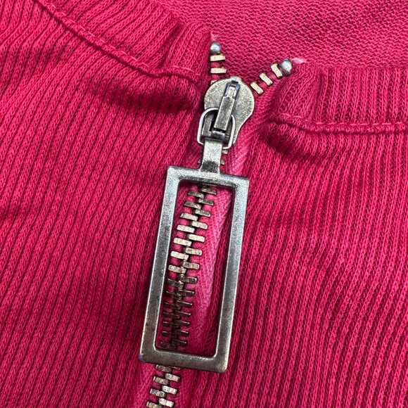 Vintage Red Knit Shirt Zipper Wear Dated USA XL 1970s Ribbed Unisex Retro - Picture 6 of 7